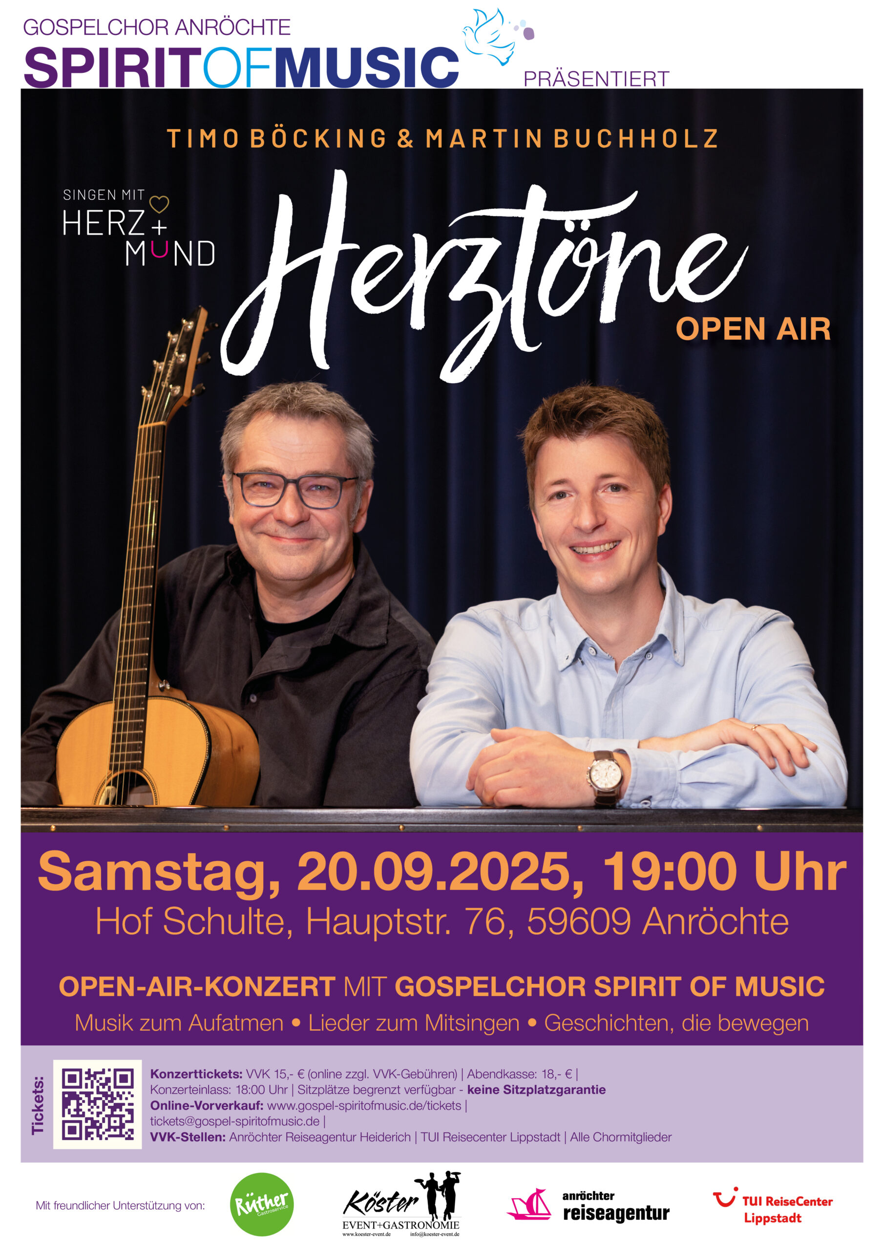 Herztöne 20.09.2025 in Anröchte - Mit Martin Buchholz, Timo Böcking & Spirit of Music